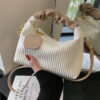 Women Fashion Crossbody Bag PU Leather Pleated Cloud Small Tote Bags