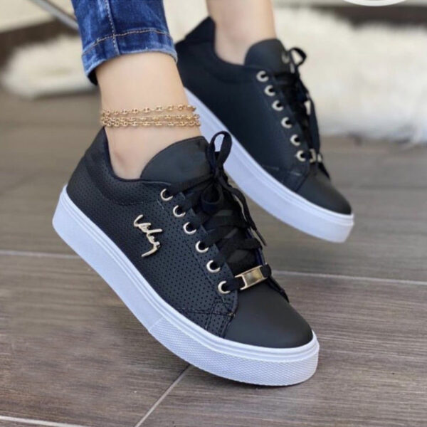 Women Flat Sneakers Breathable Lace-up Shoes for Girls
