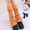 Women Girls Neon Halloween Print Knit Flared Leg Warmers Slouch Socks