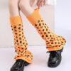 Women Girls Neon Halloween Print Knit Flared Leg Warmers Slouch Socks