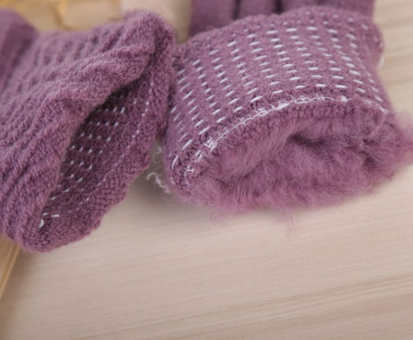 Women Gloves Winter Woolen Knitted Touch Screen Mittens Keep Warm