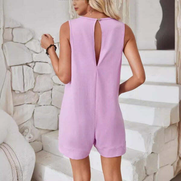 Women Sleeveless Shorts Jumpsuit with Pockets Fashion Beach Pants