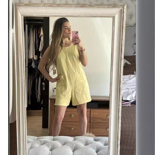 Women Sleeveless Shorts Jumpsuit with Pockets Fashion Beach Pants Women Sleeveless Shorts Jumpsuit with Pockets Fashion Beach Pants
