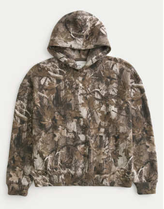 Women's Camouflage Hoodie Maple Leaf Print Oversized Sports
