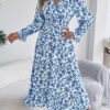 Women's Elegant Floral Cross V-neck Waist-defined Hem Ruffle Maxi Dress Women's Elegant Floral Cross V-neck Waist-defined Hem Ruffle Maxi Dress