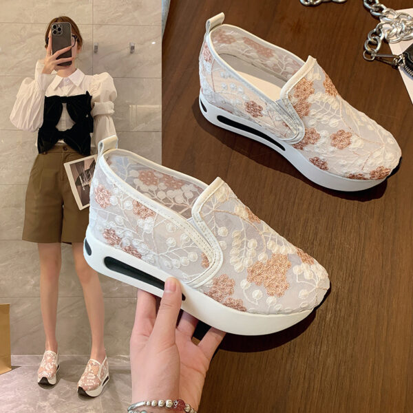 Women's Fashion Lace Mesh Casual High Heel Sneakers Women's Fashion Lace Mesh Casual High Heel Sneakers