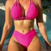 Women's Fission High Elastic Pure Color Bikini Swimsuit Women's Fission High Elastic Pure Color Bikini Swimsuit