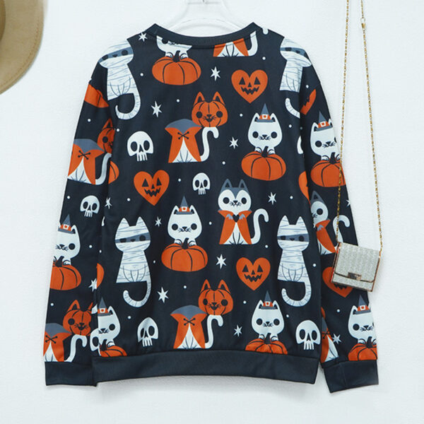 Women's Halloween Pumpkin Print Long Sleeve Loose Sweatshirt
