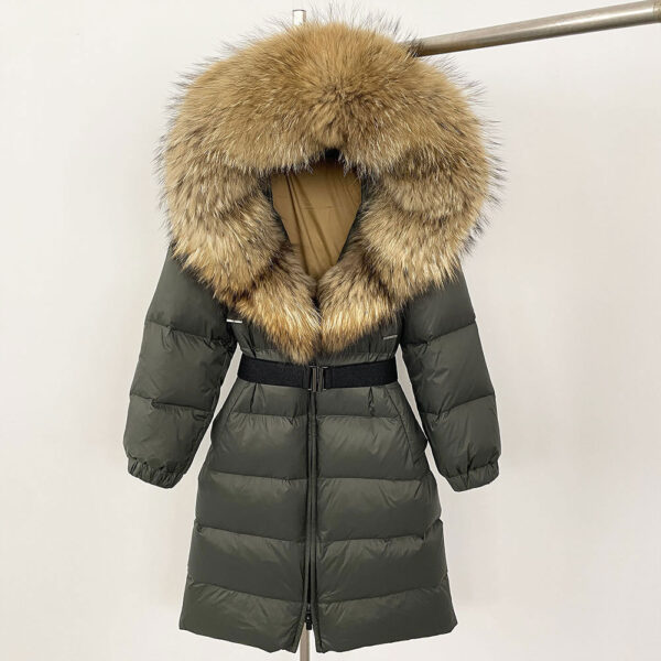 Women's Long Cinched Hoodie Real Fox Collar Fur Down Jacket Coat Women's Long Cinched Hoodie Real Fox Collar Fur Down Jacket Coat