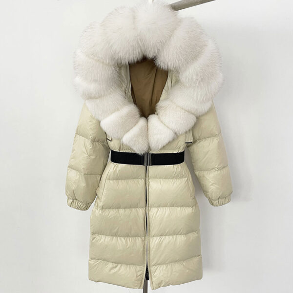 Women's Long Cinched Hoodie Real Fox Collar Fur Down Jacket Coat Women's Long Cinched Hoodie Real Fox Collar Fur Down Jacket Coat