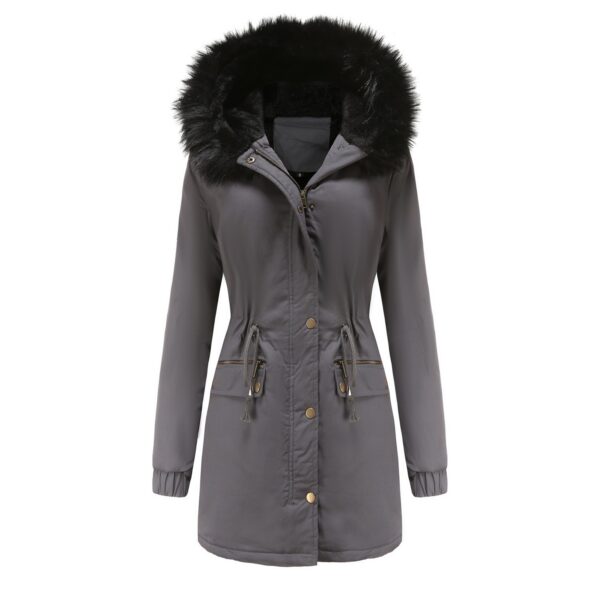 Women's Plush Hooded Parkas Winter Warm Thick Zip-up Jackets Casual