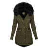 Women's Plush Hooded Parkas Winter Warm Thick Zip-up Jackets Casual