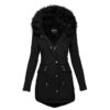 Women's Plush Hooded Parkas Winter Warm Thick Zip-up Jackets Casual