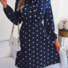 Women's Polka Dot Tie-waist Long Sleeve Pleated Maxi Dress Women's Polka Dot Tie-waist Long Sleeve Pleated Maxi Dress