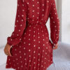 Women's Polka Dot Tie-waist Long Sleeve Pleated Maxi Dress Women's Polka Dot Tie-waist Long Sleeve Pleated Maxi Dress