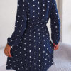 Women's Polka Dot Tie-waist Long Sleeve Pleated Maxi Dress Women's Polka Dot Tie-waist Long Sleeve Pleated Maxi Dress
