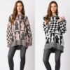 Women's Pullovers Halloween Ghost Plaid Crew Neck Sweater Women's Pullovers Halloween Ghost Plaid Crew Neck Sweater