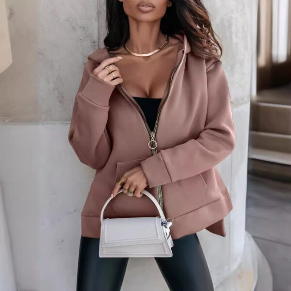 Women's Sports Pocket Loose Zip Casual Hoodie Sweater Women's Sports Pocket Loose Zip Casual Hoodie Sweater
