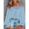 Women's Summer Off Shoulder Top Ruffle Long Sleeve Blouse Casual Loose Women's Summer Off Shoulder Top Ruffle Long Sleeve Blouse Casual Loose