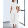 Women's Summer Short Sleeve V Neck Swing Dress Flowy Pleated Tiered Women's Summer Short Sleeve V Neck Swing Dress Flowy Pleated Tiered