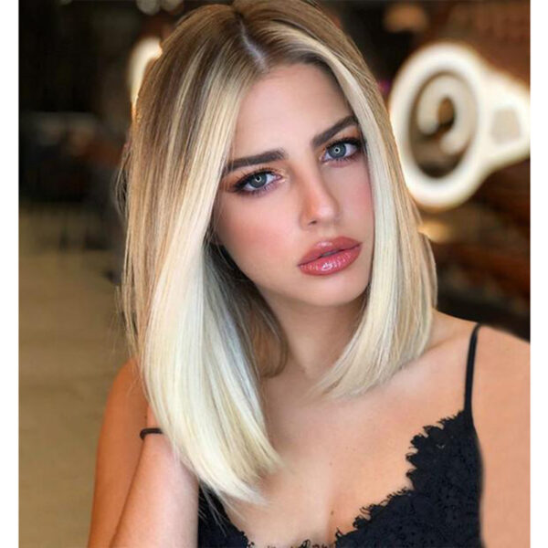 Women's Wigs with Medium Split Short Bob Gradient