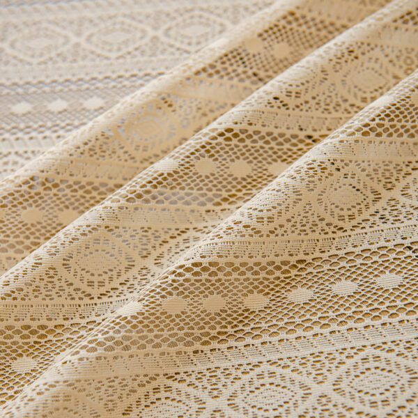 Wood Color Lace Mesh Curtains Living Room Bedroom