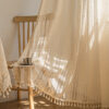 Wood Color Lace Mesh Curtains Living Room Bedroom