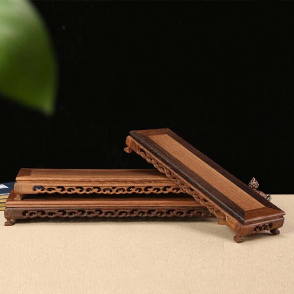 Wooden Stone Purple Clay Pot Display Stand Mahogany Solid Wood Base