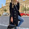 Woolen Lapel Jacket with Double-breasted Design Fashion Casual Trench Woolen Lapel Jacket with Double-breasted Design Fashion Casual Trench