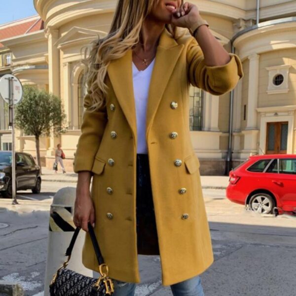 Woolen Lapel Jacket with Double-breasted Design Fashion Casual Trench Woolen Lapel Jacket with Double-breasted Design Fashion Casual Trench