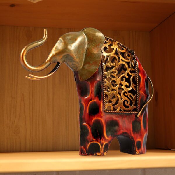 Works of Art Wrought Iron Flower Picking Elephant