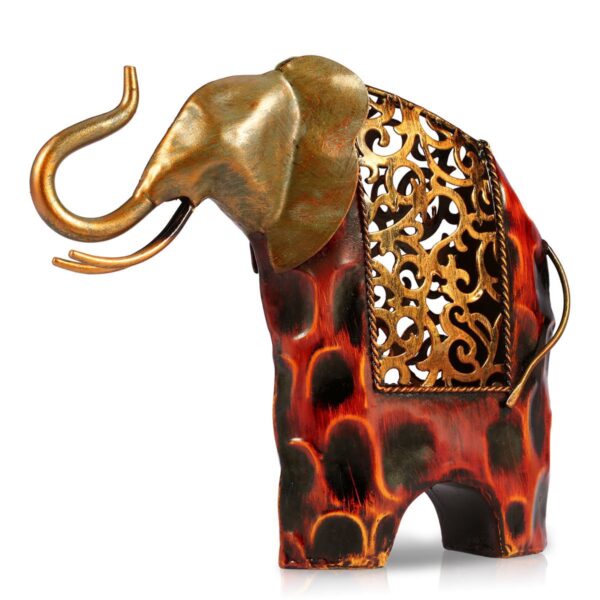 Works of Art Wrought Iron Flower Picking Elephant